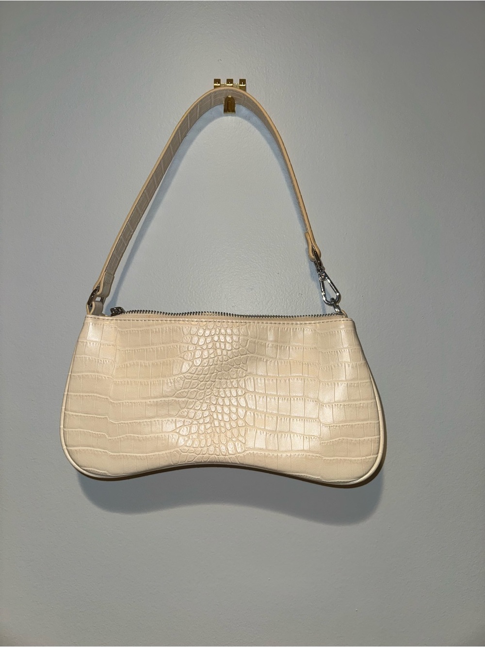 JW PEI White/Cream Croc Flap Shoulder Bag Crossbody Vegan Leather